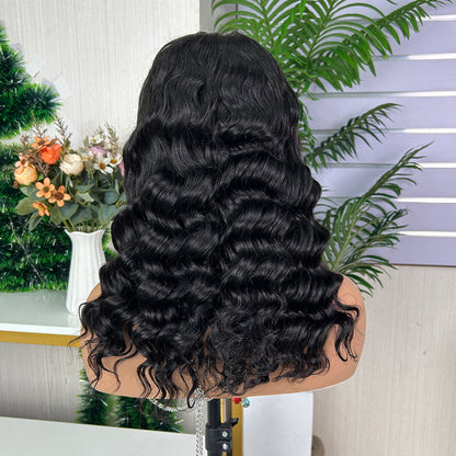 Nature Black 5x5 Lace Closure Raw Hair Loose Deep Wigs