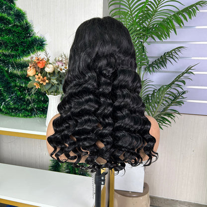 Nature Black 5x5 Lace Closure Raw Hair Loose Deep Wigs