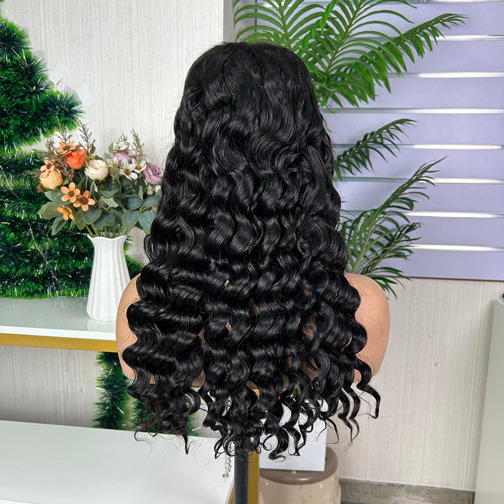 Nature Black 5x5 Lace Closure Raw Hair Loose Deep Wigs