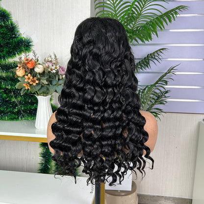 Nature Black 5x5 Lace Closure Raw Hair Loose Deep Wigs