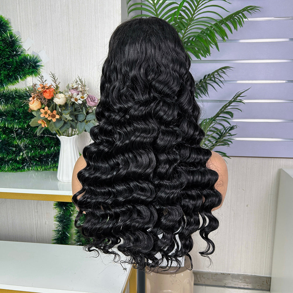 Nature Black 5x5 Lace Closure Raw Hair Loose Deep Wigs