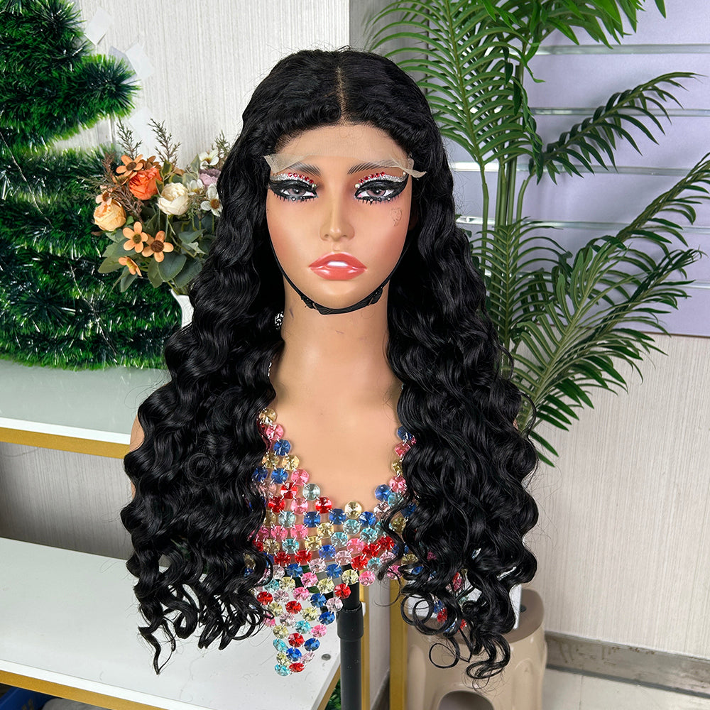 Nature Black 5x5 Lace Closure Raw Hair Loose Deep Wigs
