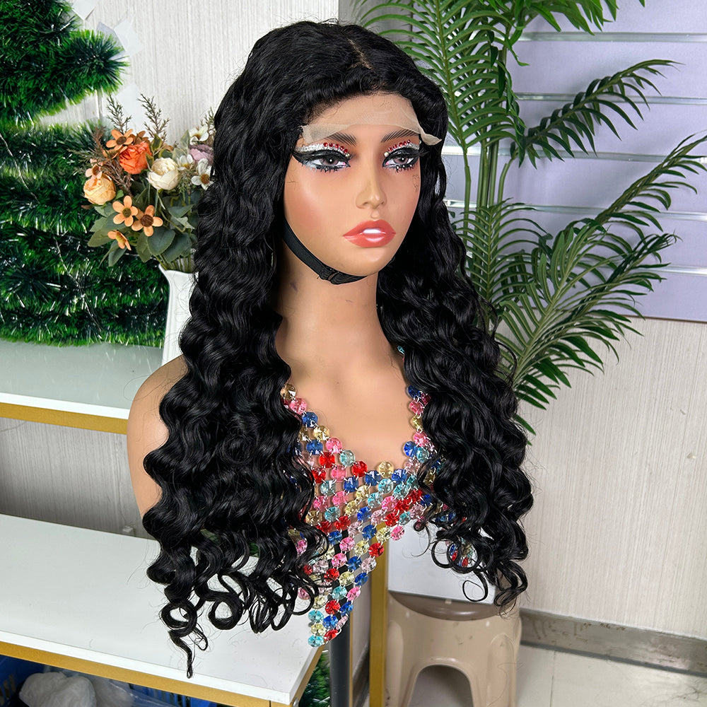 Nature Black 5x5 Lace Closure Raw Hair Loose Deep Wigs