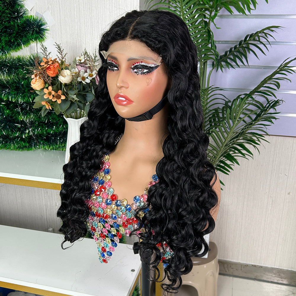 Nature Black 5x5 Lace Closure Raw Hair Loose Deep Wigs