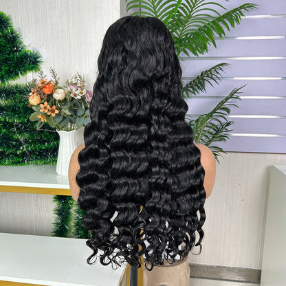 Nature Black 5x5 Lace Closure Raw Hair Loose Deep Wigs