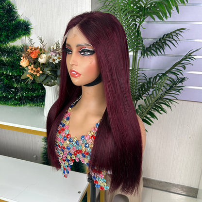 High Quality Burgundy Raw Hair Closure Super Double Drawn Bob Wigs