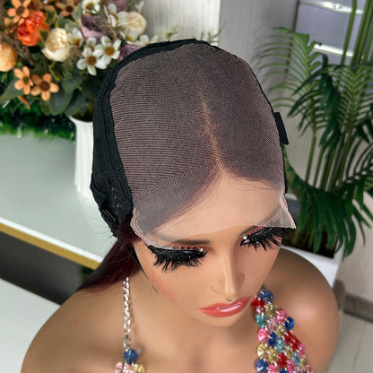 High Quality Burgundy Raw Hair Closure Super Double Drawn Bob Wigs