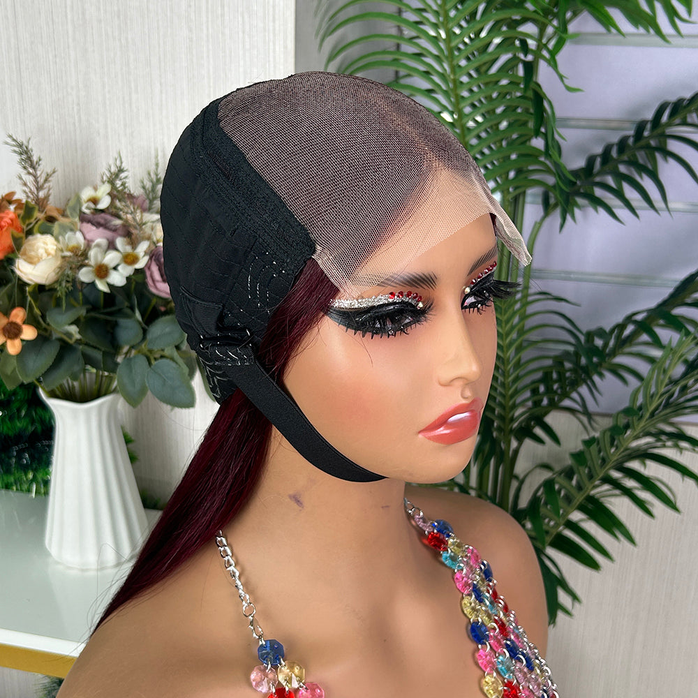 High Quality Burgundy Raw Hair Closure Super Double Drawn Bob Wigs
