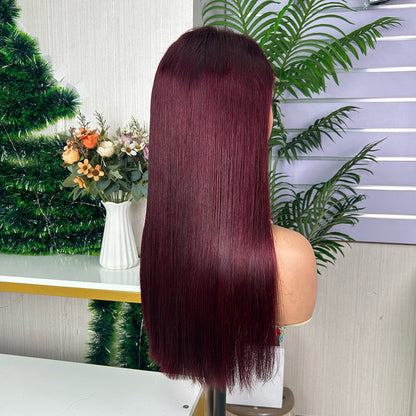 High Quality Burgundy Raw Hair Closure Super Double Drawn Bob Wigs