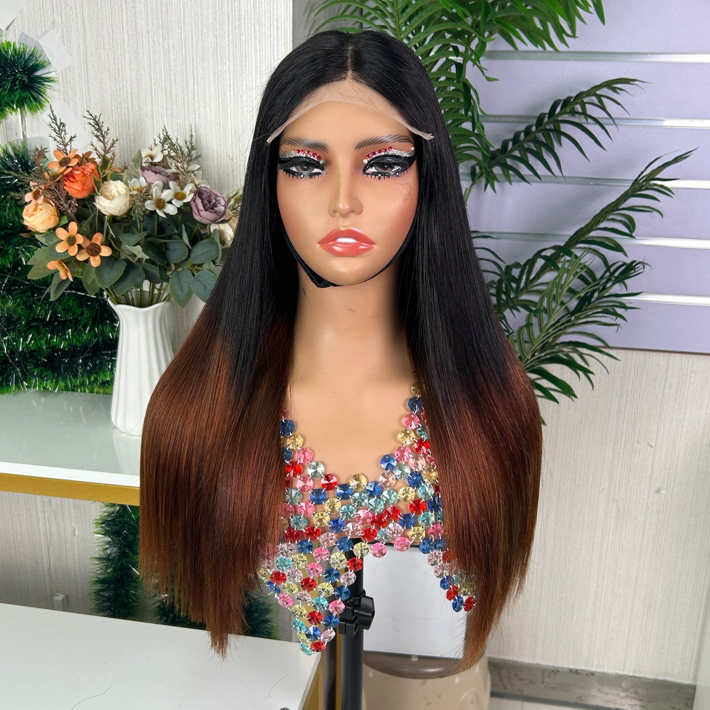 Black & Honey Brown Raw Hair Closure Super Double Drawn Bob Wigs