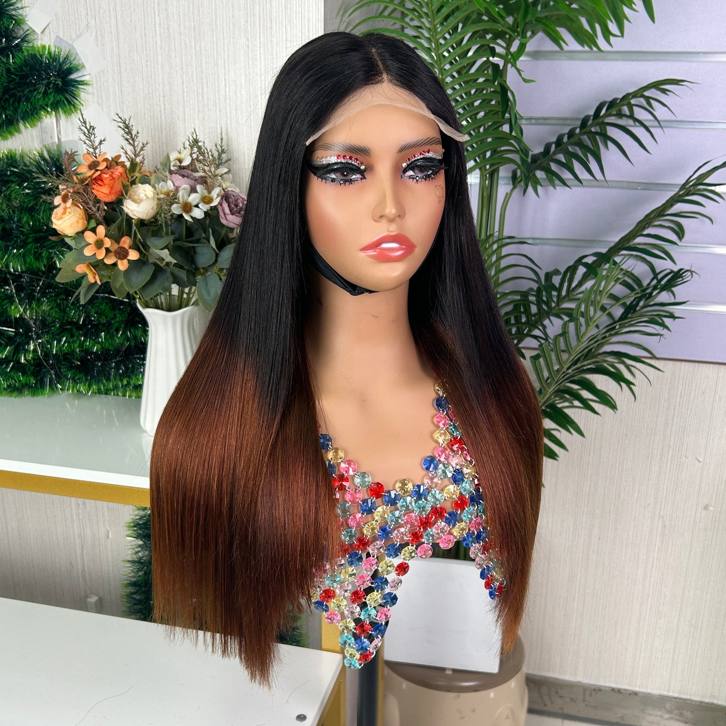Black & Honey Brown Raw Hair Closure Super Double Drawn Bob Wigs