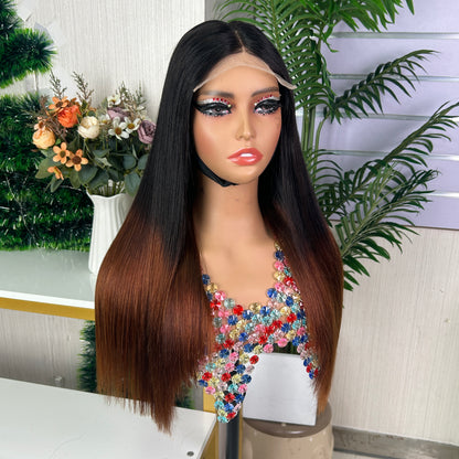 Black & Honey Brown Raw Hair Closure Super Double Drawn Bob Wigs