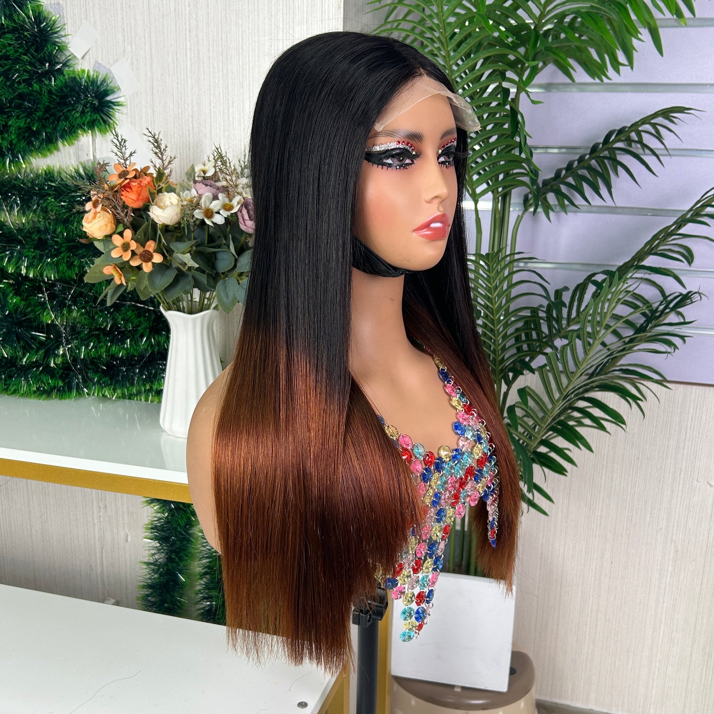 Black & Honey Brown Raw Hair Closure Super Double Drawn Bob Wigs