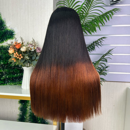 Black & Honey Brown Raw Hair Closure Super Double Drawn Bob Wigs