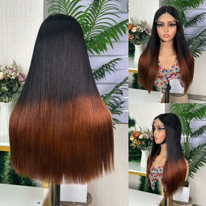 Black & Honey Brown Raw Hair Closure Super Double Drawn Bob Wigs