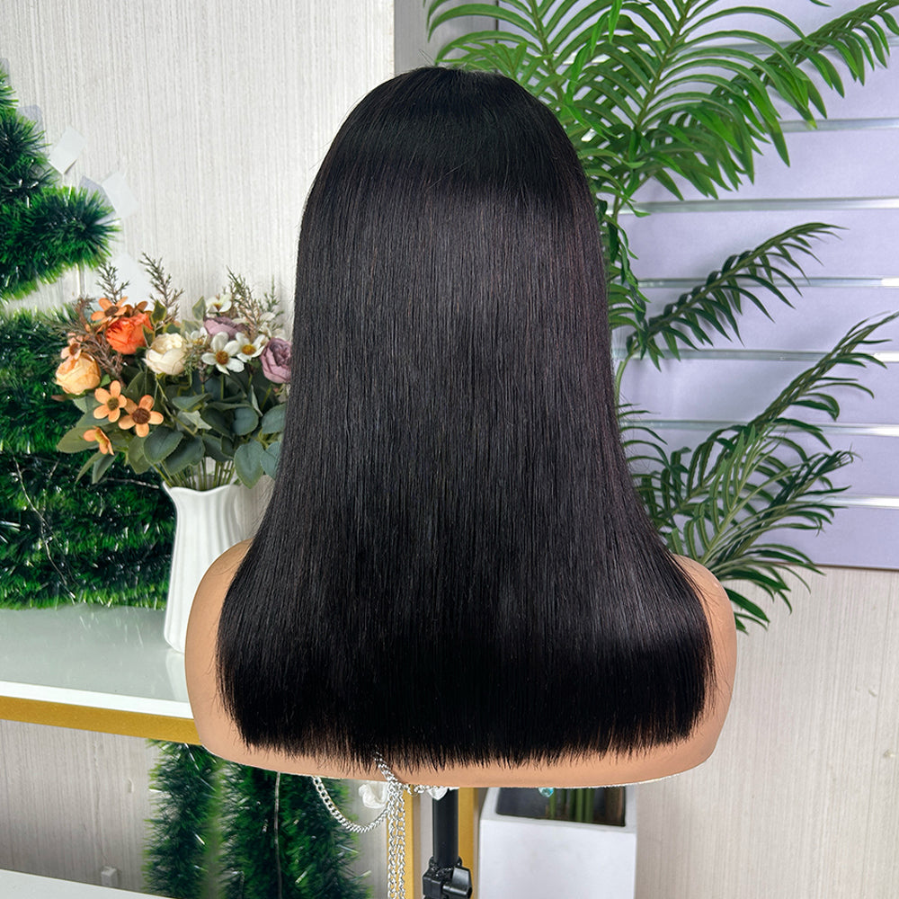 High Quality Nature Black Raw Hair Frontal Super Double Drawn Bob Wigs