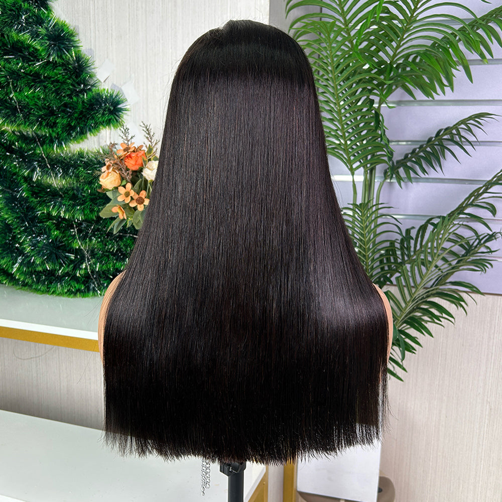 High Quality Nature Black Raw Hair Frontal Super Double Drawn Bob Wigs