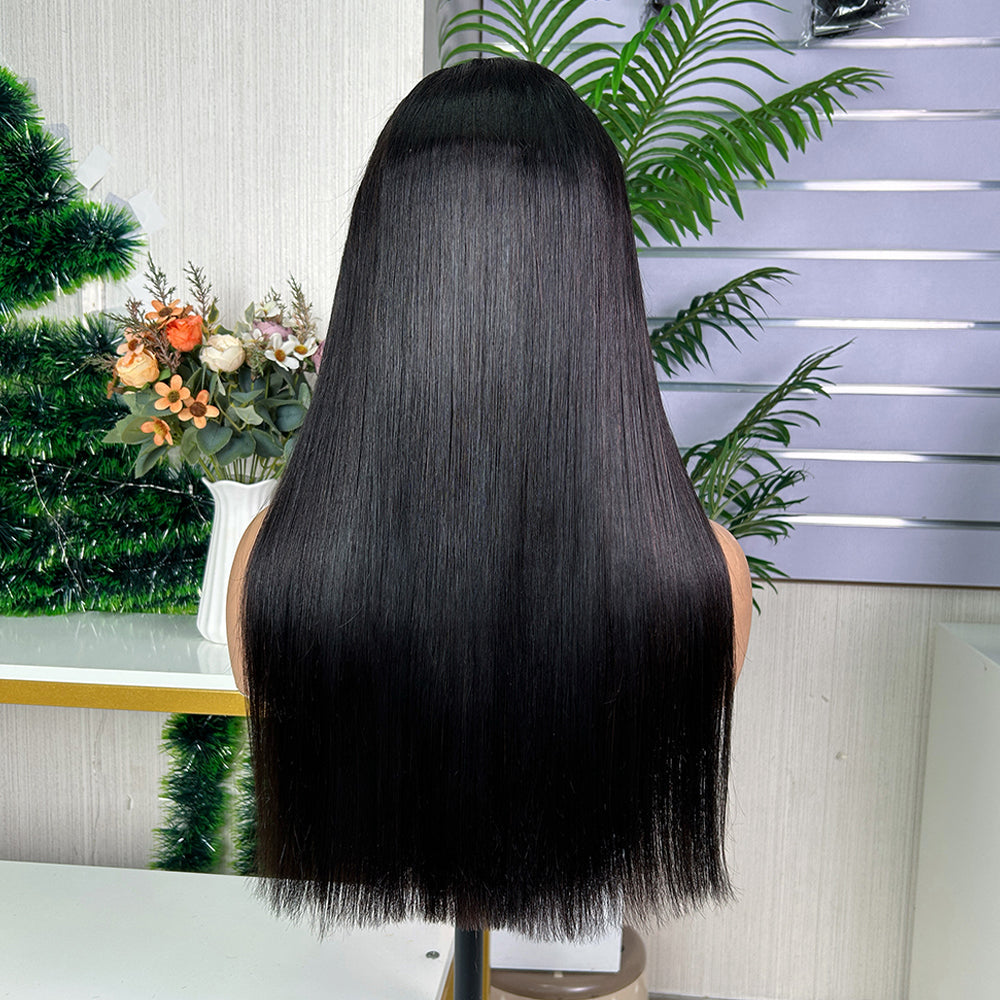 High Quality Nature Black Raw Hair Frontal Super Double Drawn Bob Wigs