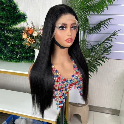 High Quality Nature Black Raw Hair Frontal Super Double Drawn Bob Wigs