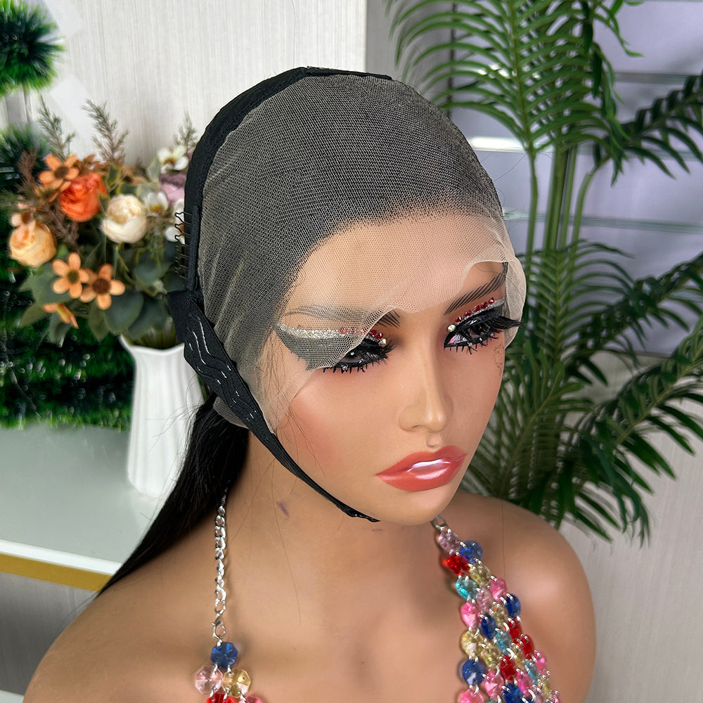 High Quality Nature Black Raw Hair Frontal Super Double Drawn Bob Wigs