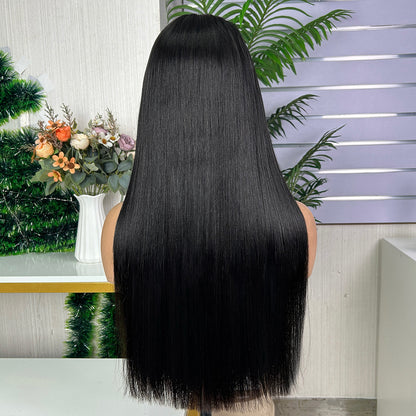 High Quality Nature Black Raw Hair Frontal Super Double Drawn Bob Wigs