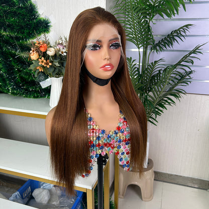High Quality Honey Brown Frontal Raw Hair Super Double Drawn Bob Wigs