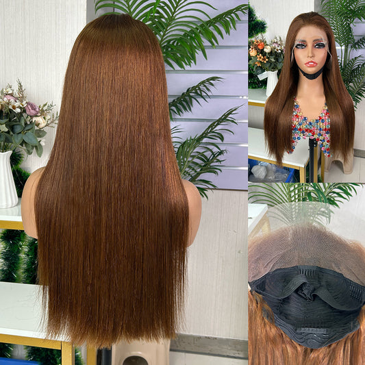 High Quality Honey Brown Frontal Raw Hair Super Double Drawn Bob Wigs
