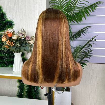 High Quality Mix Honey Brown Frontal Raw Hair Super Double Drawn Bob Wigs