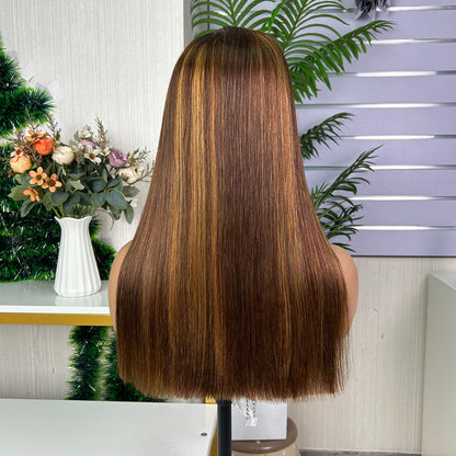 High Quality Mix Honey Brown Frontal Raw Hair Super Double Drawn Bob Wigs