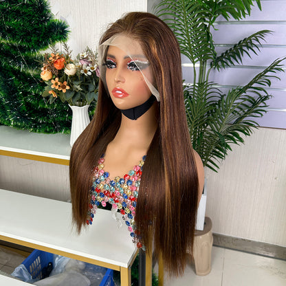 High Quality Mix Honey Brown Frontal Raw Hair Super Double Drawn Bob Wigs