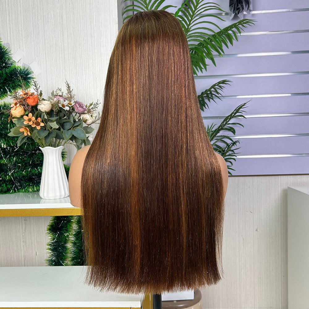 High Quality Mix Honey Brown Frontal Raw Hair Super Double Drawn Bob Wigs