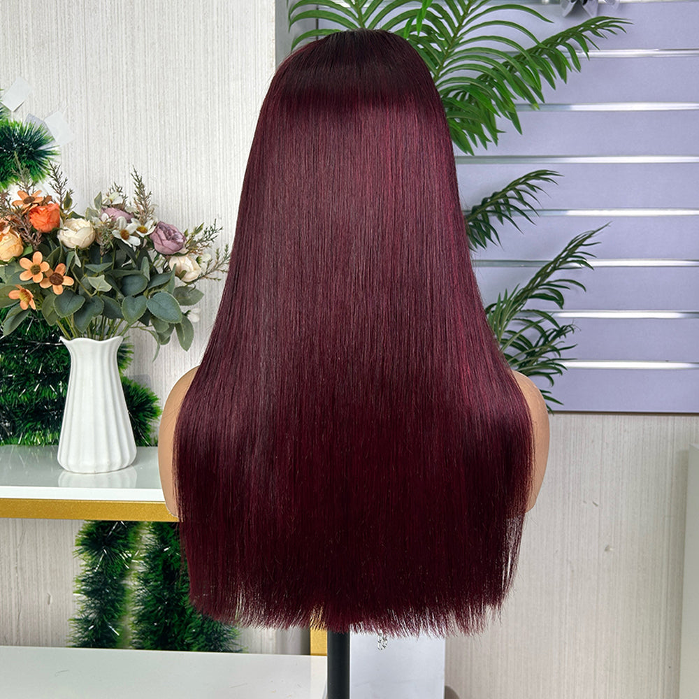 High Quality Wine Frontal Raw Hair Super Double Drawn Bob Wigs