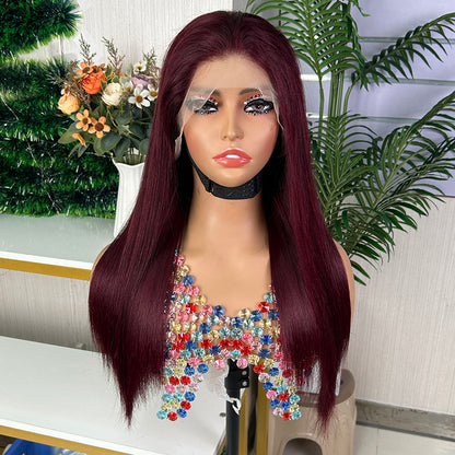 High Quality Wine Frontal Raw Hair Super Double Drawn Bob Wigs