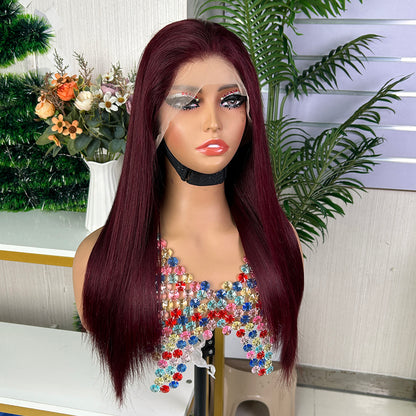 High Quality Wine Frontal Raw Hair Super Double Drawn Bob Wigs