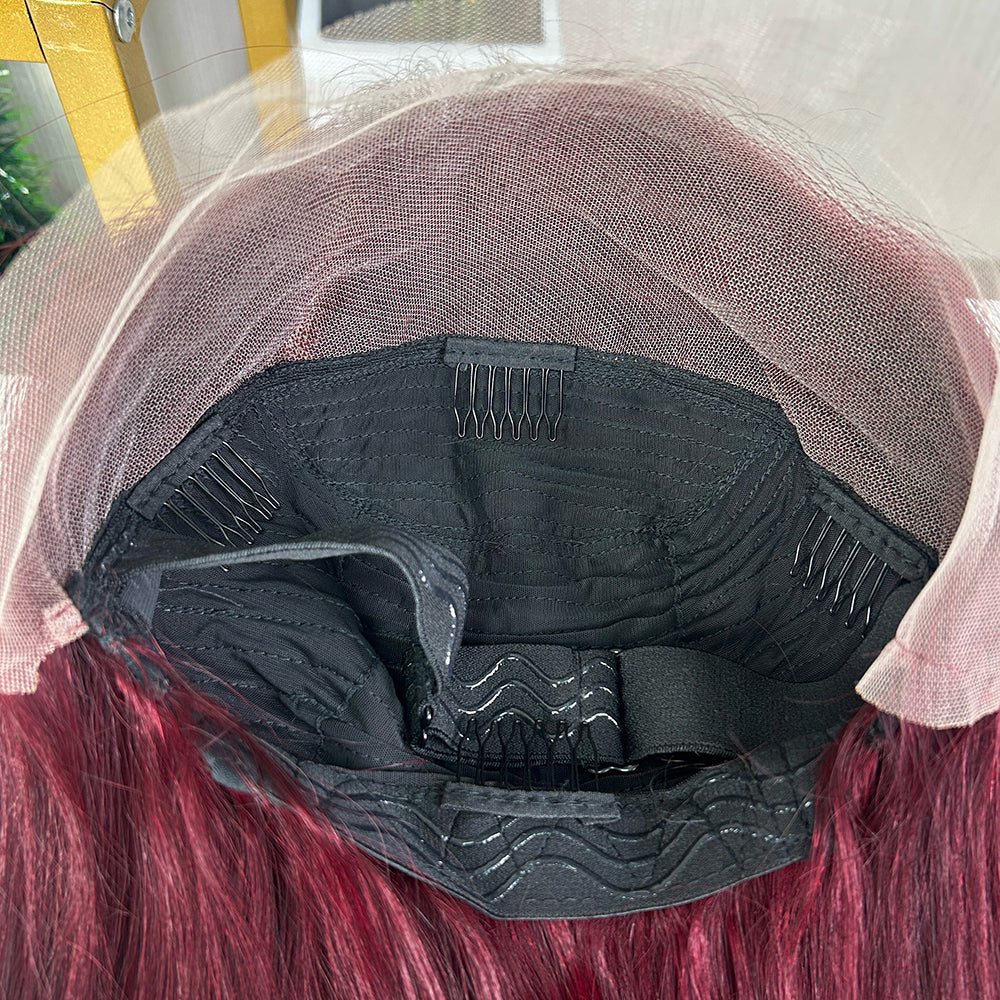 High Quality Wine Frontal Raw Hair Super Double Drawn Bob Wigs
