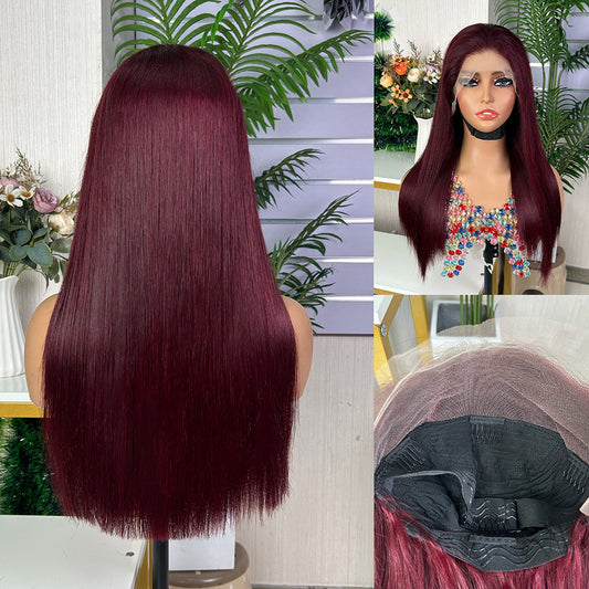 High Quality Wine Frontal Raw Hair Super Double Drawn Bob Wigs