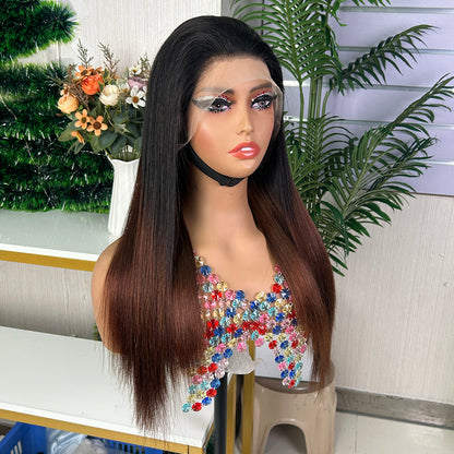 High Quality Black & Honey Brown Frontal Raw Hair Super Double Drawn Bob Wigs