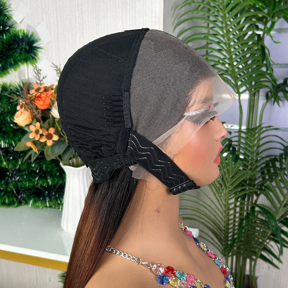 High Quality Black & Honey Brown Frontal Raw Hair Super Double Drawn Bob Wigs