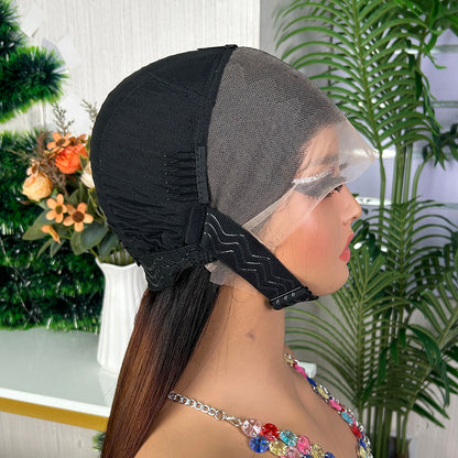 High Quality Black & Honey Brown Frontal Raw Hair Super Double Drawn Bob Wigs