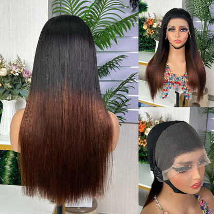 High Quality Black & Honey Brown Frontal Raw Hair Super Double Drawn Bob Wigs