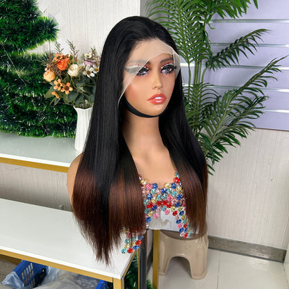 High Quality Black & Honey Brown Frontal Raw Hair Super Double Drawn Bob Wigs