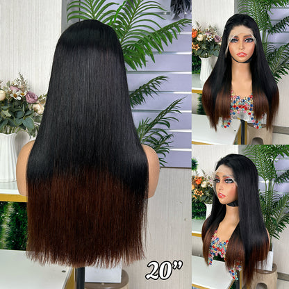 High Quality Black & Honey Brown Frontal Raw Hair Super Double Drawn Bob Wigs