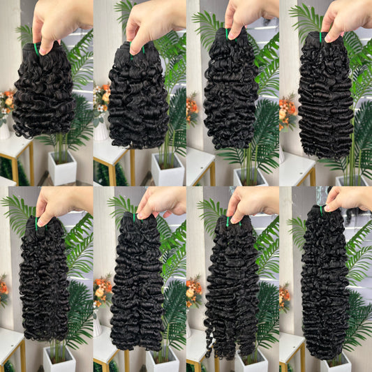 Nature Black Remy Hair Sdd Burmese Curly Hair With 2 Bundles