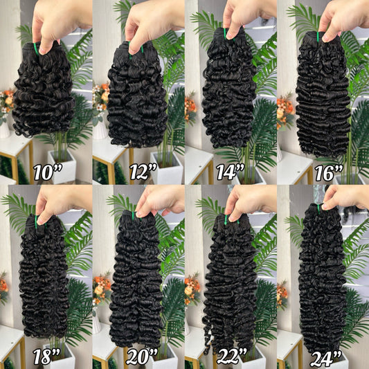 Nature Black Raw Hair Sdd Burmese Curly Hair With 2 Bundles