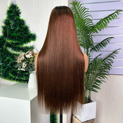 Nature Black & Honey Brown 5x5 HD Lace Closure Raw Hair Bob Wigs