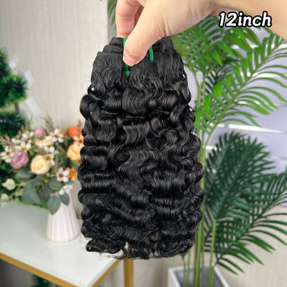 Nature Black Raw Hair Sdd Burmese Curly Hair With 2 Bundles