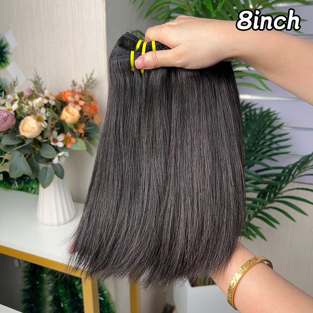 Nature Black Raw Hair Super Double Drawn Straight Hair With 2 Bundiles
