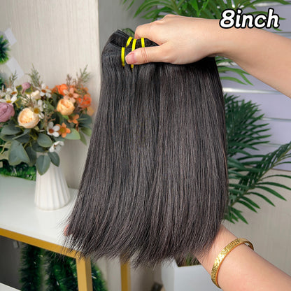 Nature Black Raw Hair Super Double Drawn Straight Hair With 2 Bundiles