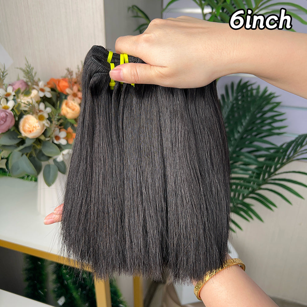 Nature Black Raw Hair Super Double Drawn Straight Hair With 2 Bundiles