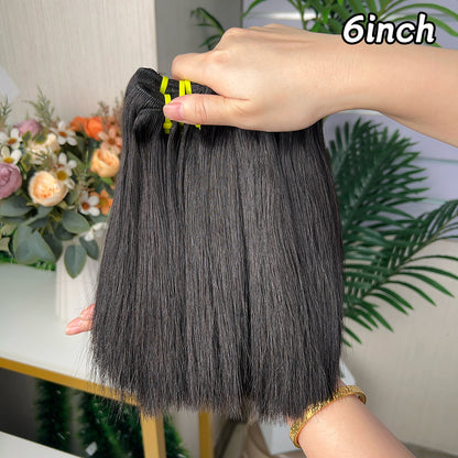 Nature Black Raw Hair Super Double Drawn Straight Hair With 2 Bundiles